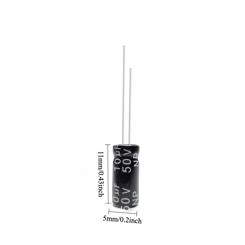 200pcs 50V 10uF Non Polar NP Electrolytic Capacitor Bi Polar 5x11mm for Audio Crossover