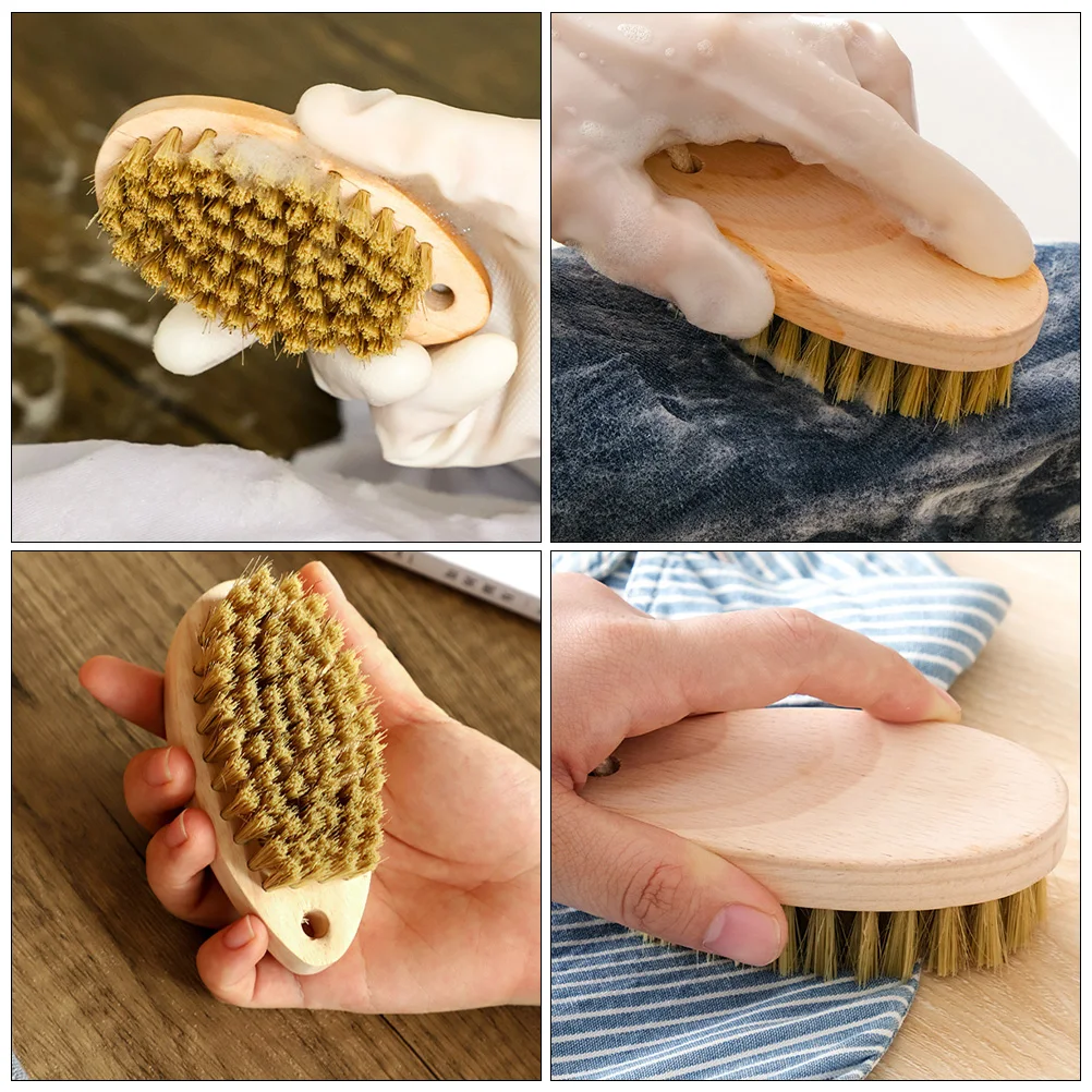 

2 Pcs Laundry Brushes Shoes Washing Bristle Cleaning Wooden H Non Slip Durable Multi use Scrubber Household