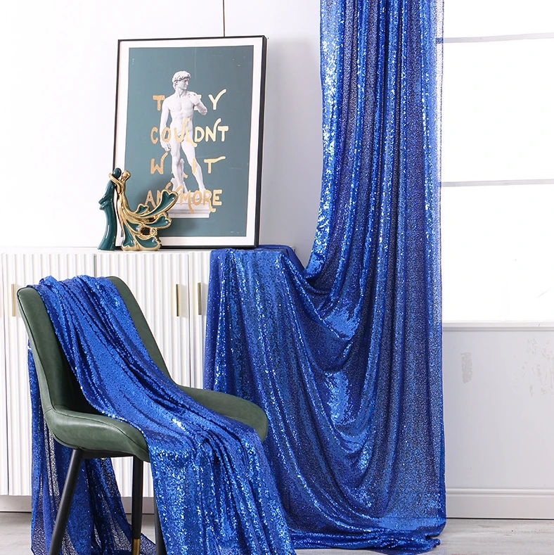 2FTx8FT 2 Panels Gold Silvery Sequin Backdrop Curtains for Party Wedding Sequence Stage Decorations