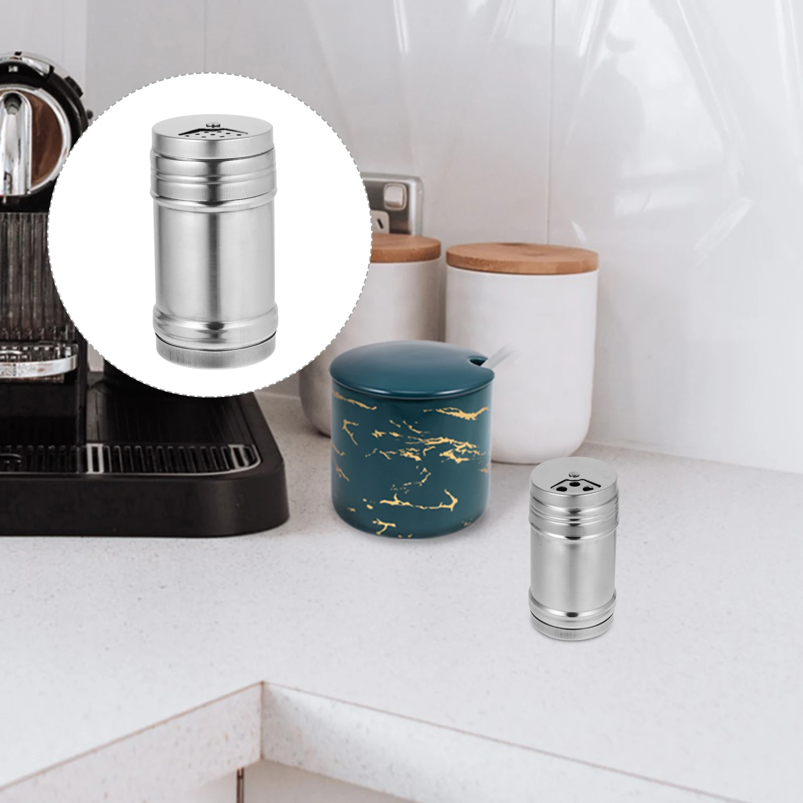 

3 pcs Stainless Steel Seasoning Shaker Set Dust-Proof Moisture-Resistant For Salt Pepper Sugar Spice Powder Kitchen Bbq Cooking