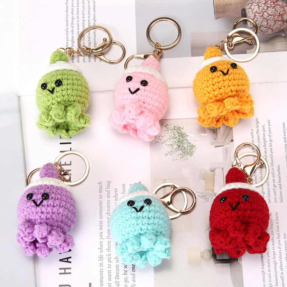 Hand Woven Octopus Bag Charm DIY Creative Cute Cartoon Marine Creature Bag Pendant Exquisite Small Cute Keychain