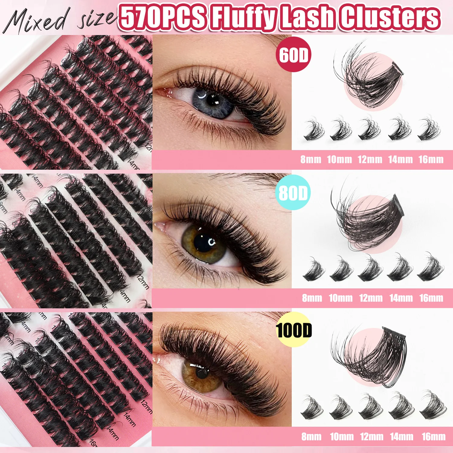 False Eyelash Set Segmented Single Cluster D Curvature Eyelashes For Eye Lashes Extension Makeup Tools