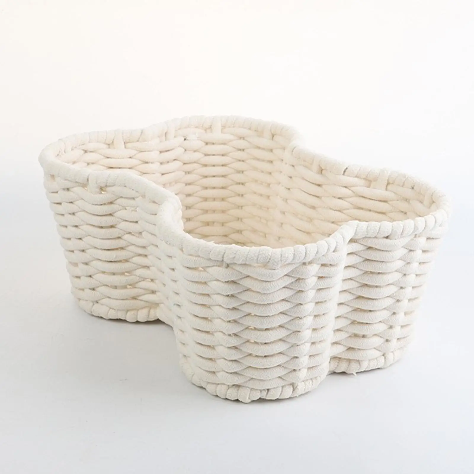 

Handwoven Storage Basket Home Snack Organizer Bone Shape Cotton Rope Sturdy Dog Toy Box for Desktop Cabinet Living Room Books