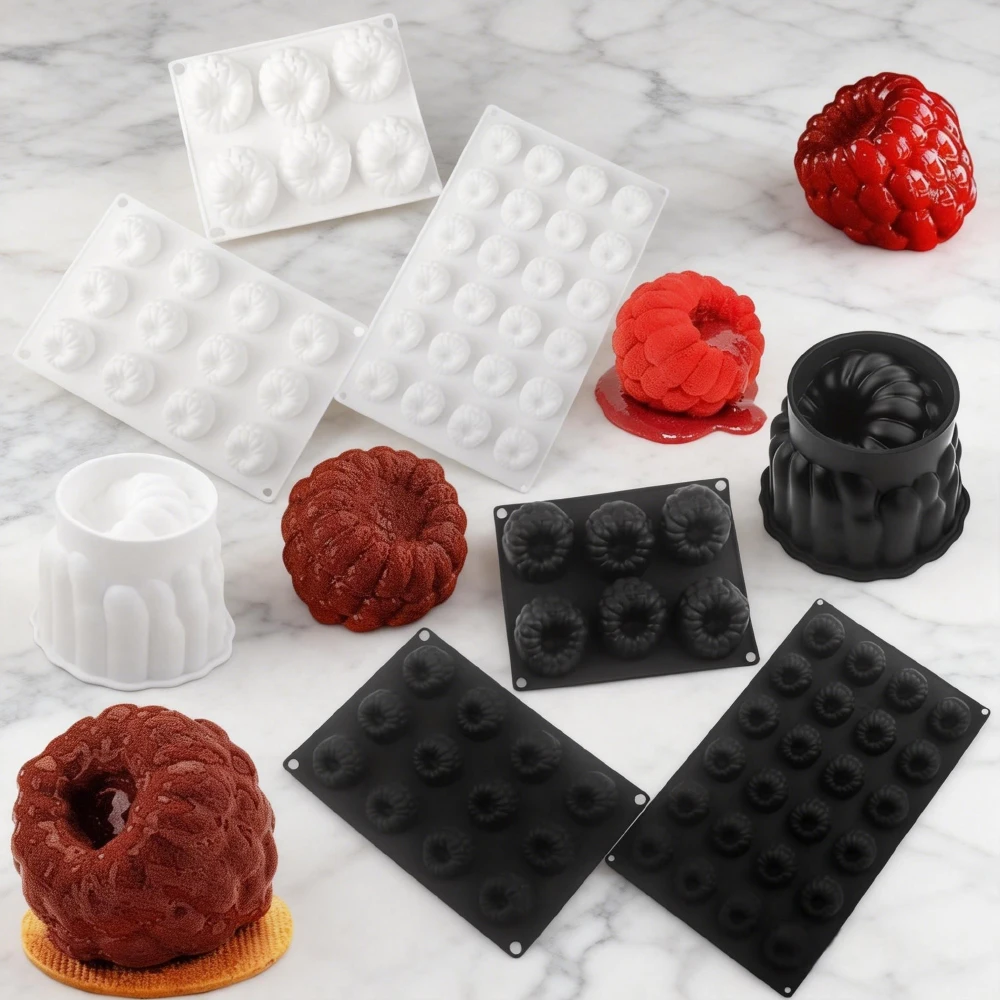 Moule en silicone pour gâteau à la mousse de framboise, moule polyvalent pour chocolats, puddings, desserts et pains, bougies DIY et artisanat