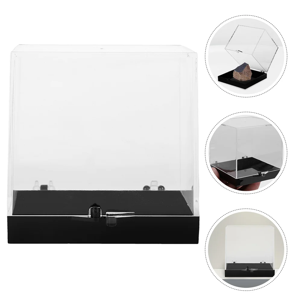 

Square Boxes Ore Display Case Transparent Mineral Showcase Glasses for Wall Plastic Clear