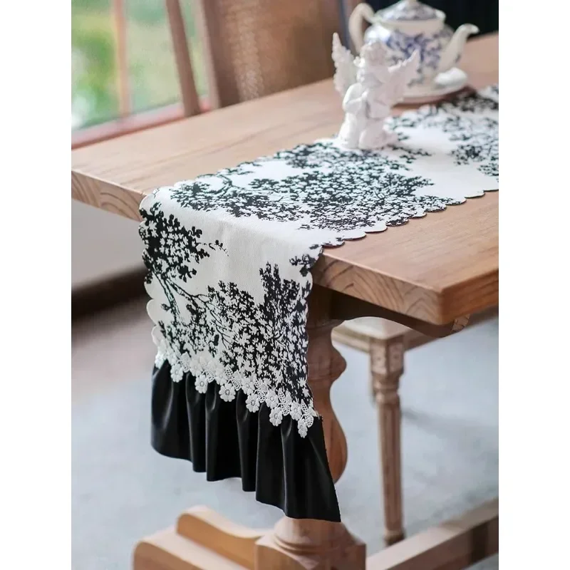 

Dining Table Runner TableCloth Runners Chenille Flag TV cabinet Retro Flower Embroidered Elegant French Lace Home Decoration