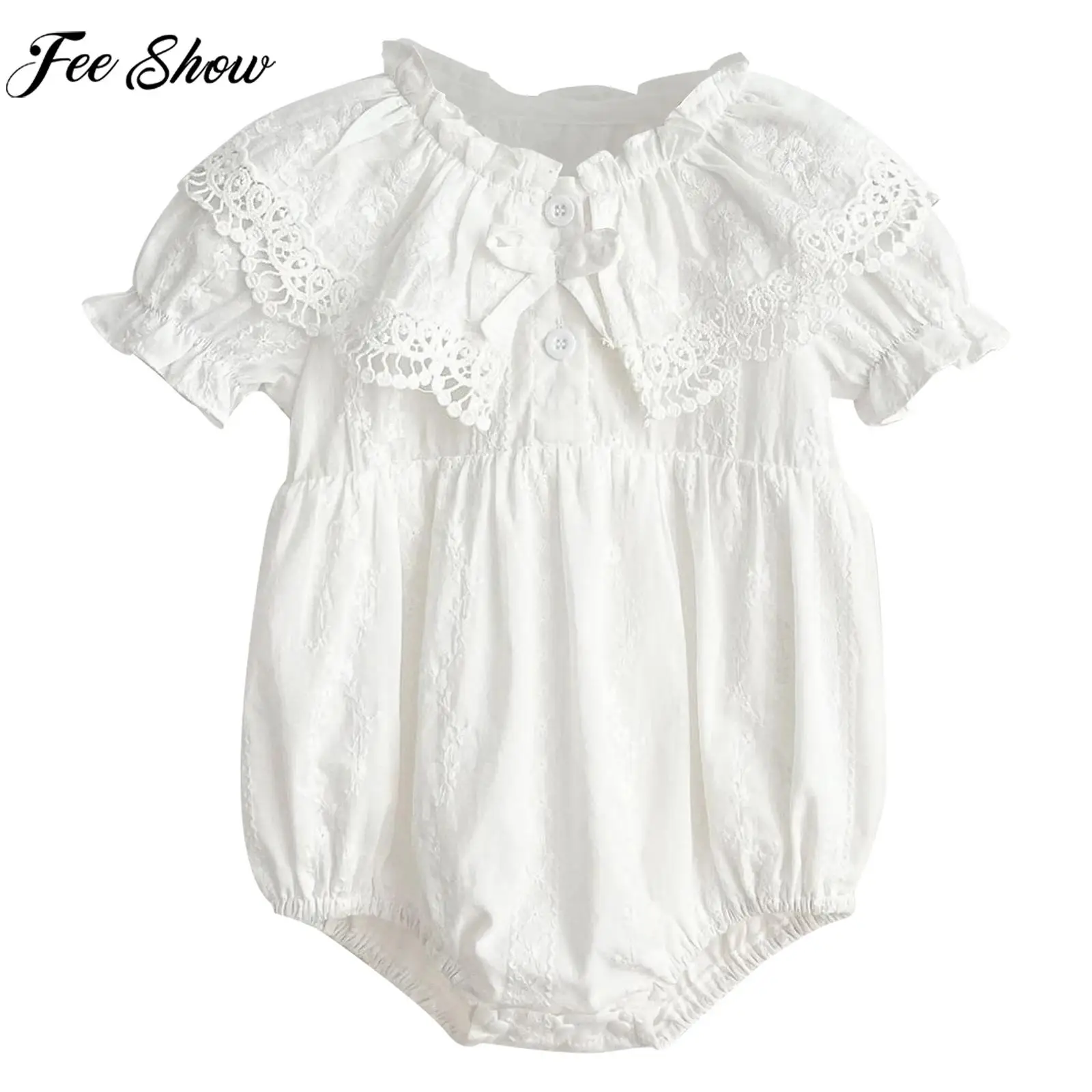 

Baby Girls Summer Boho Romper Casual Sweet Cute Ruffles Flower Bodysuit Daily Wear Beach Vacation Birthday Photography Clothes