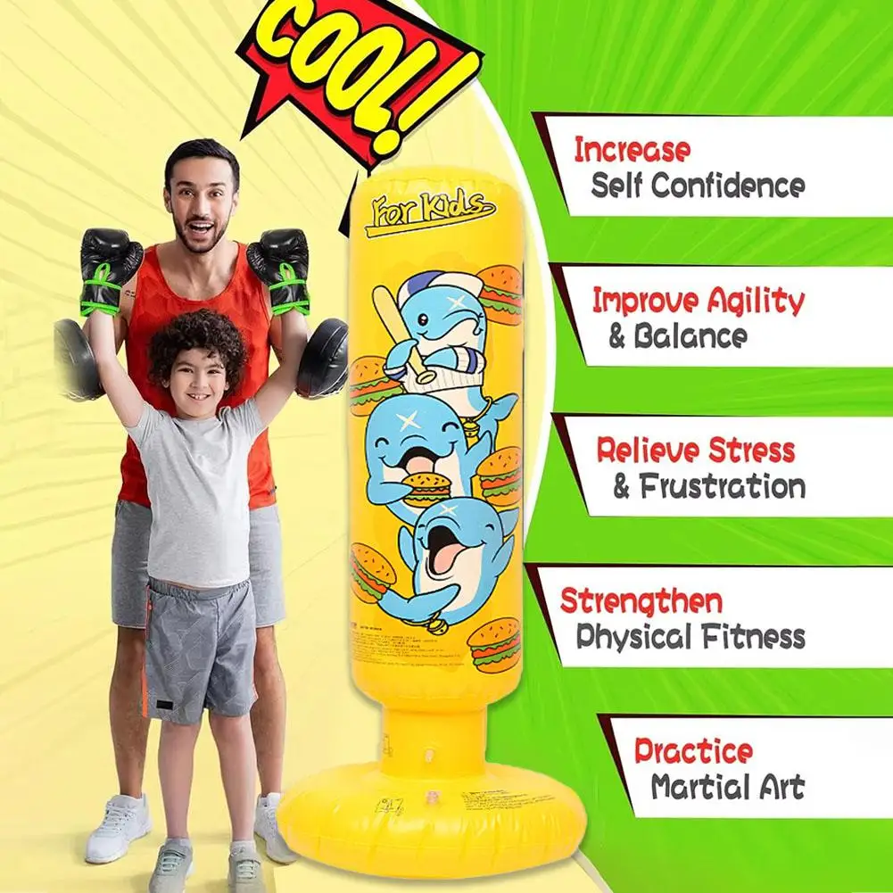 

120cm Inflatable Self Balancing Boxing Rack for Kids Adults Fitness Training Sports Column Stress Relief Boxing Target S2I8