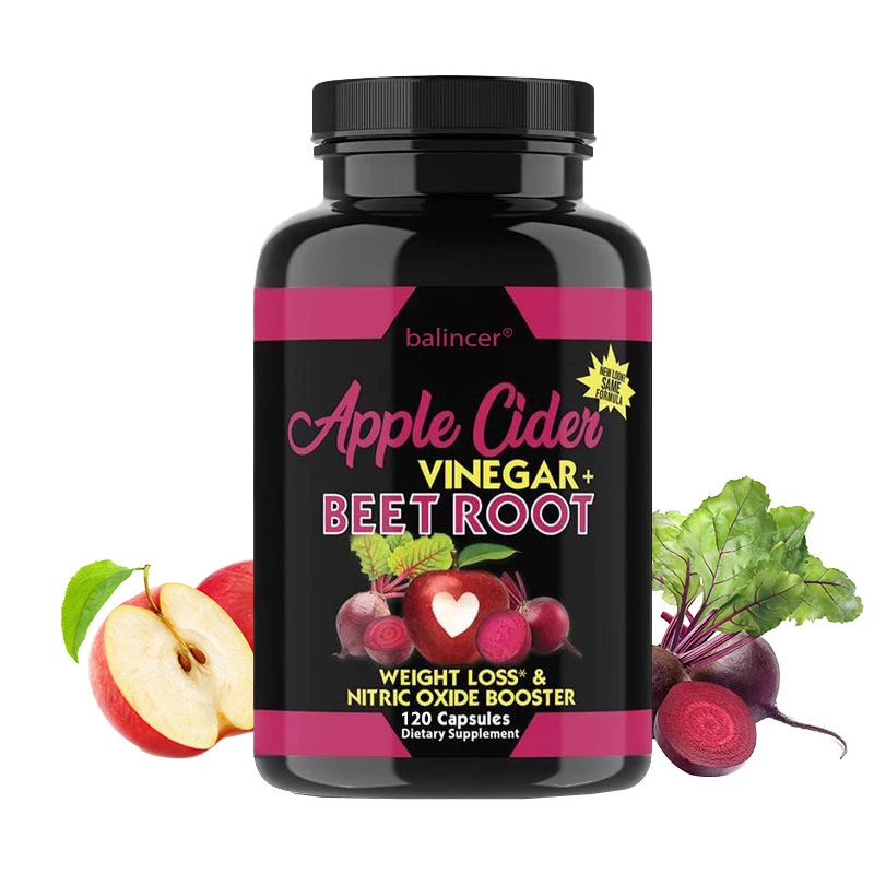 Apple Cider Vinegar + Beetroot Capsules, Energy Supplement, Intestinal Detoxification and Cleansing, Weight Control