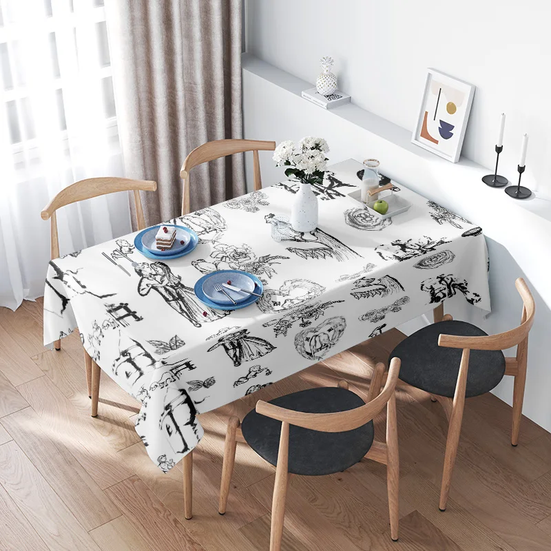 

Винтажная скатерть с ботаническим цветочным принтом, льняная крышка для обеденного стола в деревенском стиле, кухонный декор, дорожка для стола, домашняя вечеринка, свадебный стол