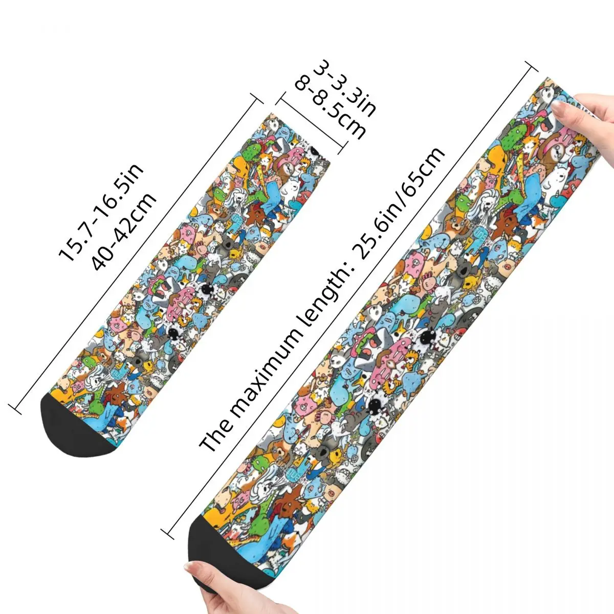 Hip Hop Retro Creatures Crazy Men\'s compression Socks Unisex Doodle Art Harajuku Seamless Printed Funny Novelty Happy Crew Sock