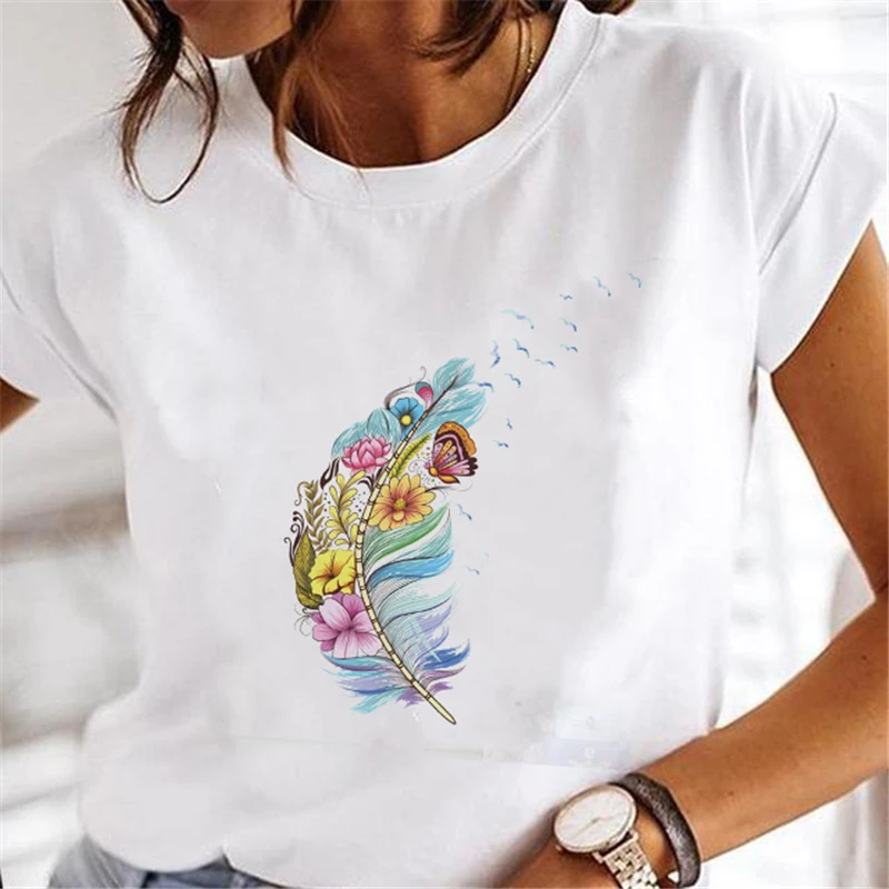 Camisetas de diente de león para mujer, ropa de dibujos animados, acuarela, manga corta de los años 90, camiseta estampada para