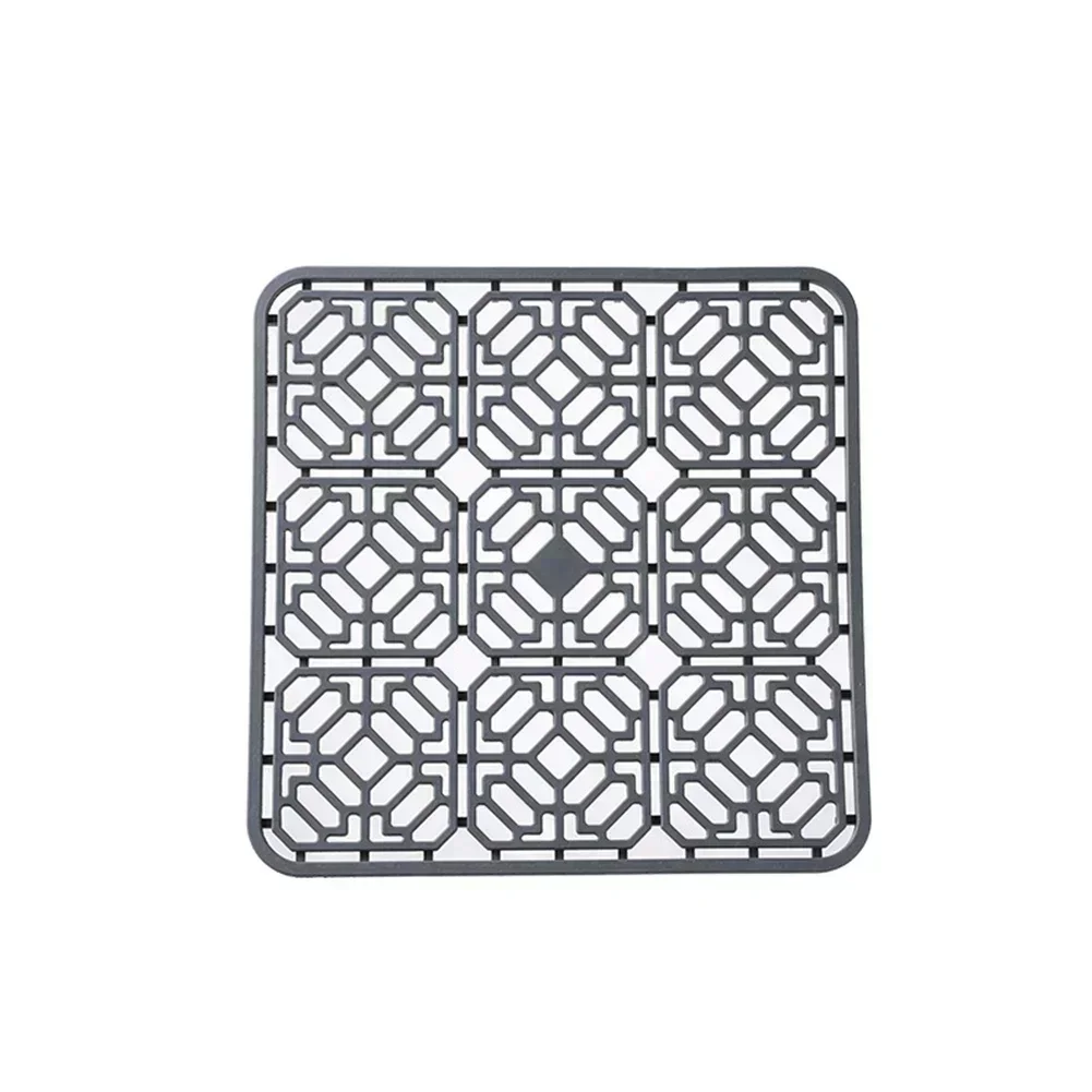 

30*30cm 11.8*11.8inches Heat-Resistant Mat Flexible Silicone Drain Mat Available In Multiple Sizes Hollow Design For Drainage