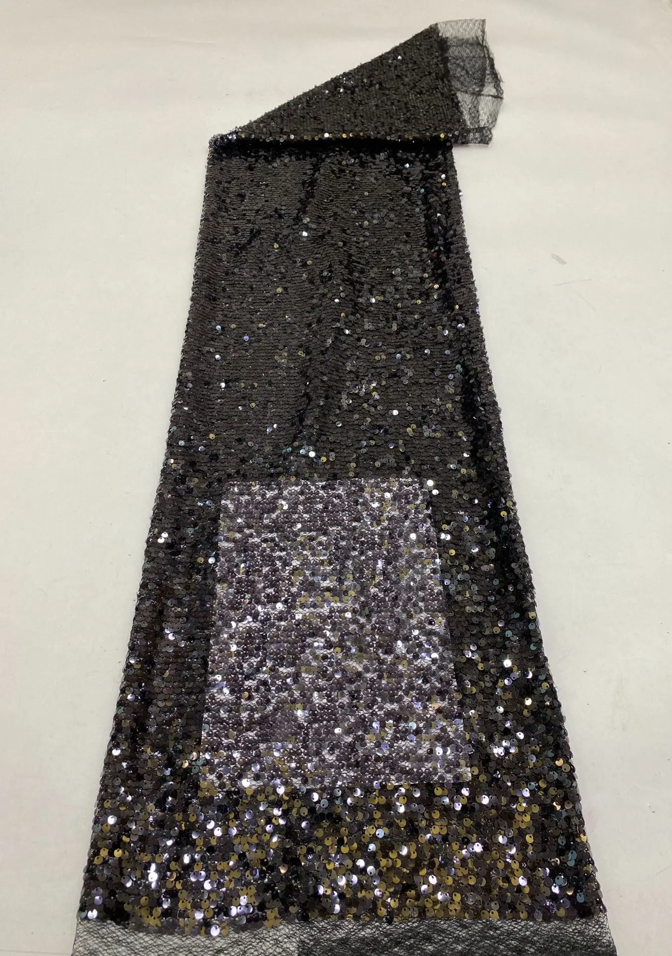 New irregular mesh fabric with colorful sequins embroidery for dresses, stage, evening gowns, DIY sewing materials