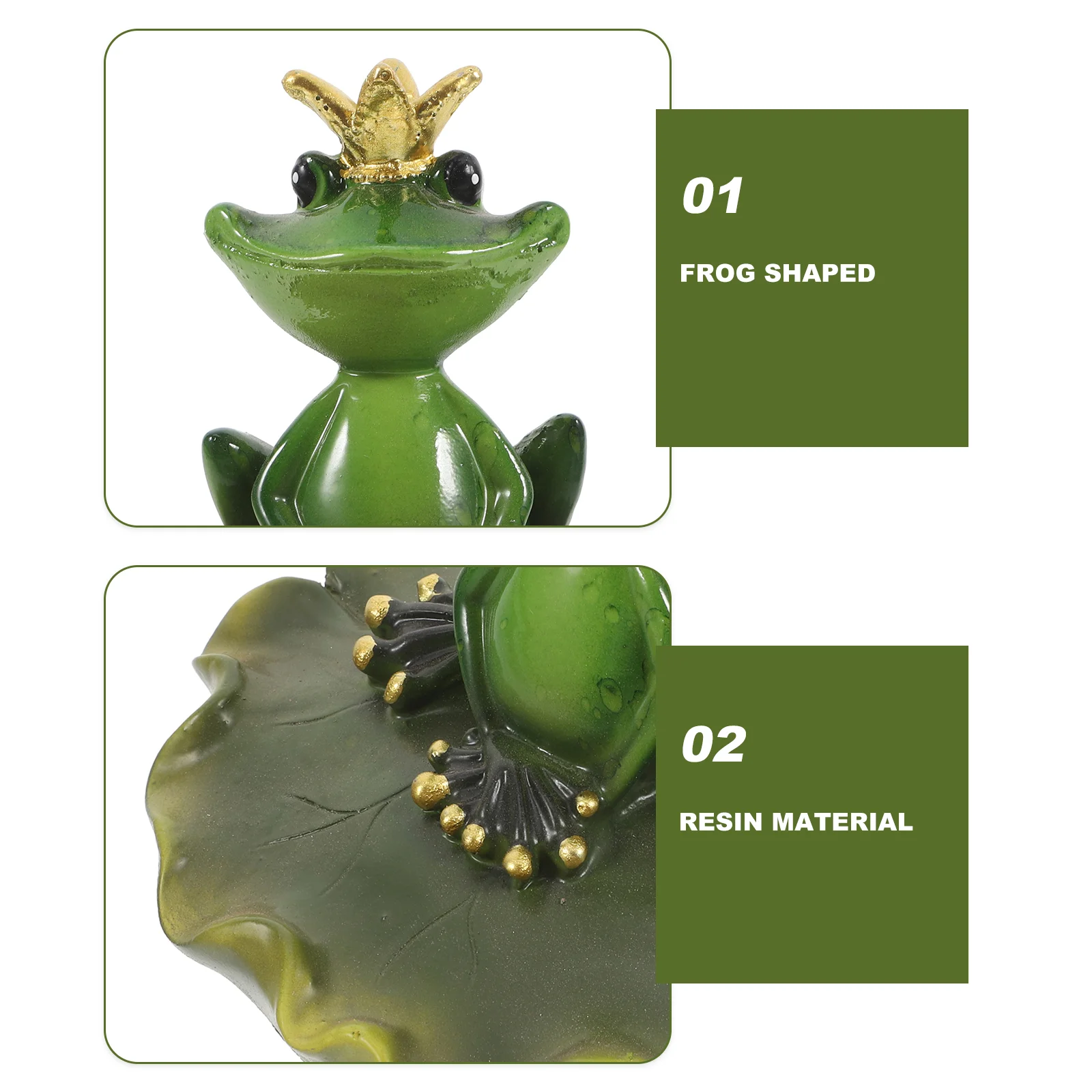 Pond Frog Statue Crown Pool Resin Garden Decor Green Toad Decoration Prince Lawn Ornament