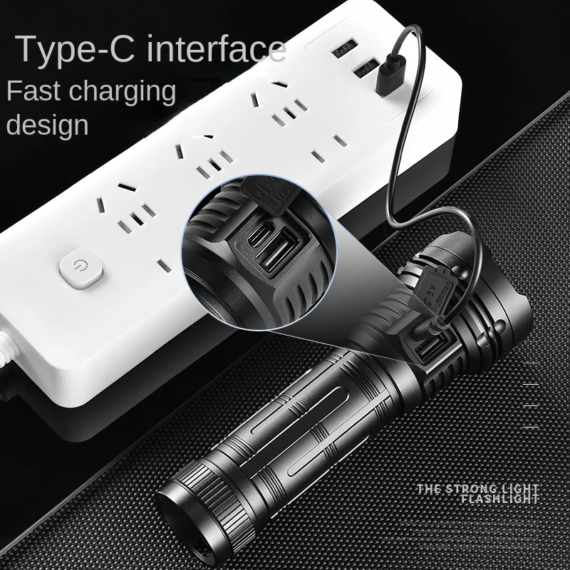 Powerful Rechargeable Led Flashlight with 9 wicks USB output Tactical Torch Portable lantern Outdoor Emergency Camping