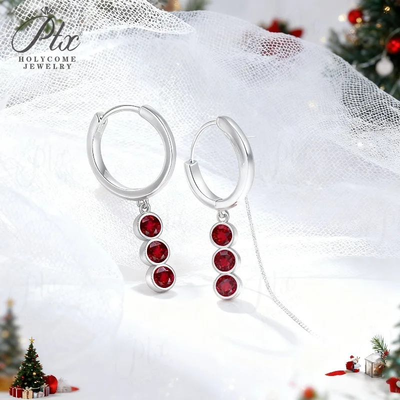 

0.6CT Multicolor Moissanite Diamond Drop Hoop Earrings with Lab Grown Ruby Sapphire Colombian S925 for Women's Fishionable Daily