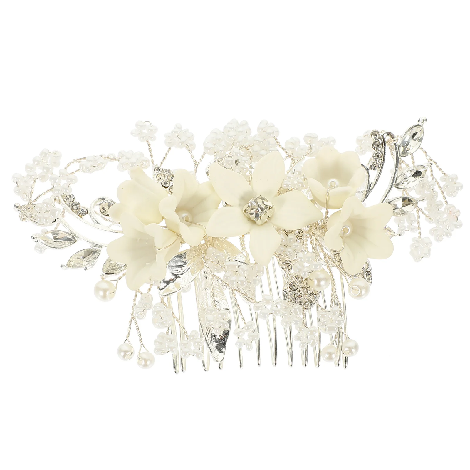 

Flower Hair Comb Pearl Accessories Bride Side Clip Elegant Bridal Jewelry Wedding Party Headwear for Women Ladies