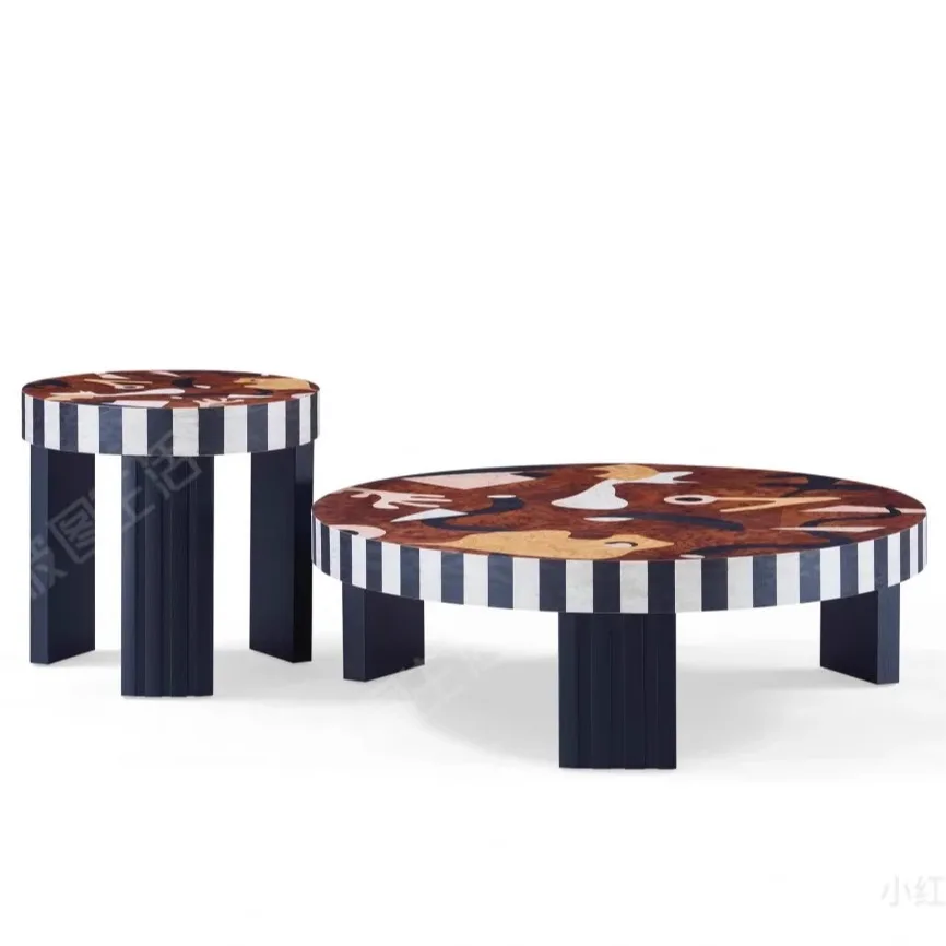 

Журнальный столик из цельного дерева, гостиная, маленькая квартира, бытовой круглый журнальный столик, художественный смысл