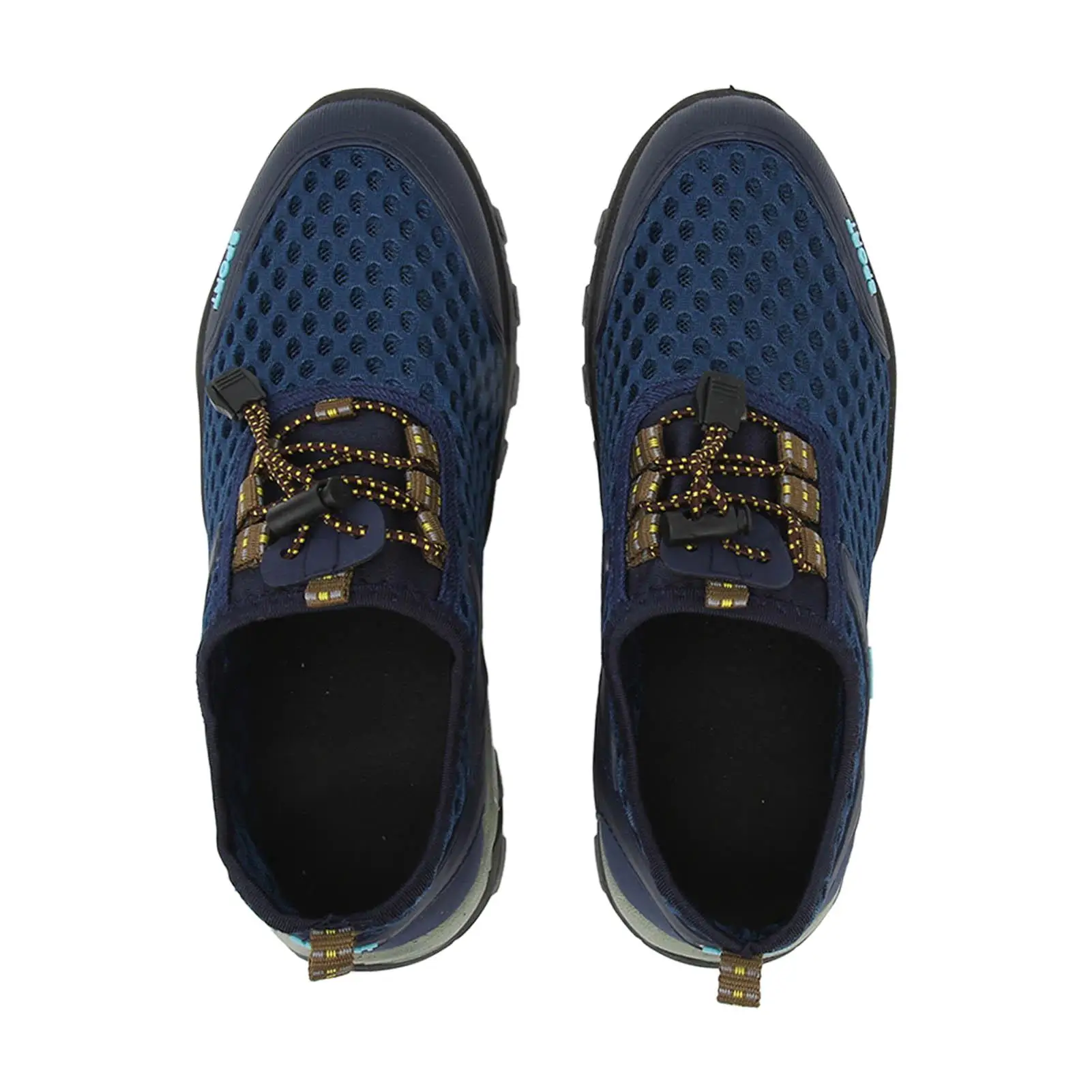 Blue Lightweight Mesh Sports Shoes with Rubber Sole, Quick Pull Laces for Men's Running Structure