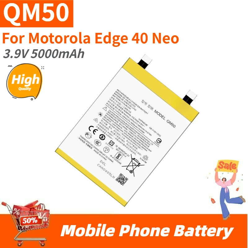 

High Quality QM50 Phone Battery 3.9V 5000mAh For Motorola Edge 40 Neo Brand New Replacement Battery