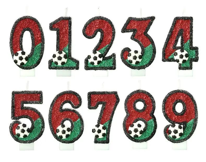 New 0-9 Number Birthday Candles Original Black Edged Red Green Football Digital Party Anniversary Candle
