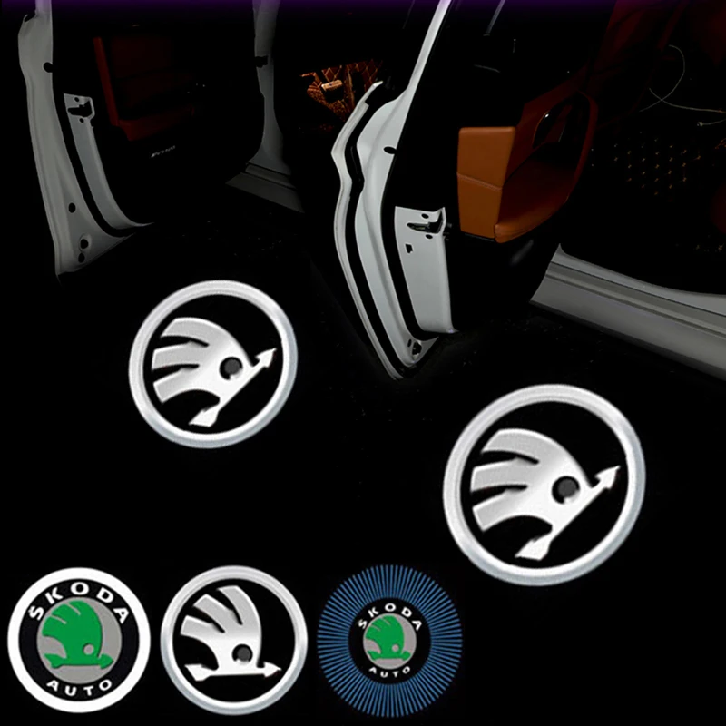 

2 шт. для Skoda Logo Rapid Superb Kamiq Fabia Kodiaq RS Octavia A7 Tour Yeti Karoq, автомобильный дверной проектор, теневые огни, лампа приветствия