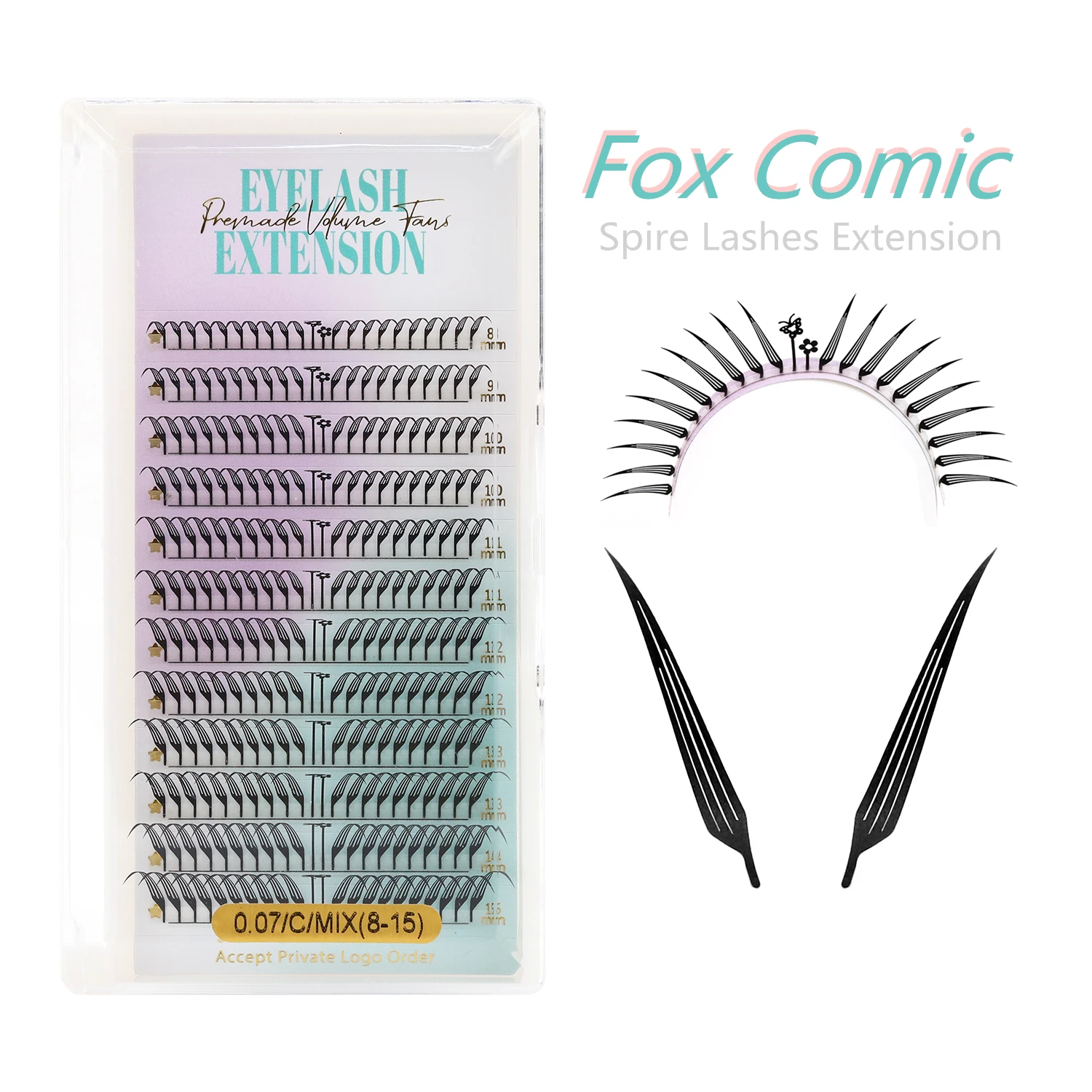 

RUJADE Fox Comic Spire Premade Eyelash Extension Fans Manga Fairy Wings False Eyelashes Super Soft Feather Shape Comic Lashes