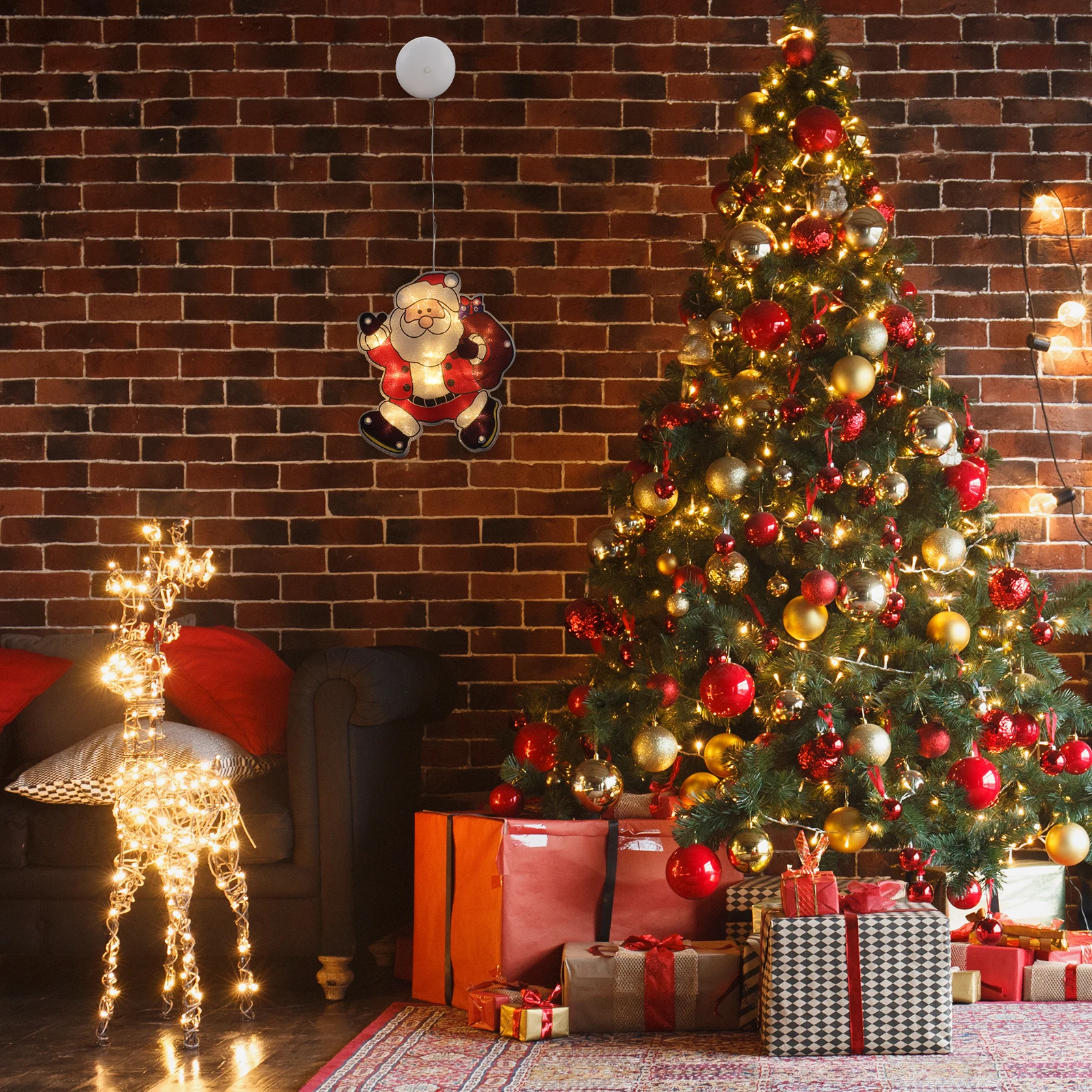 

Holiday Themed Suction Cup Light for Christmas Decoration Window Hanging Night Lamp Party Decor Indoor Outdoor