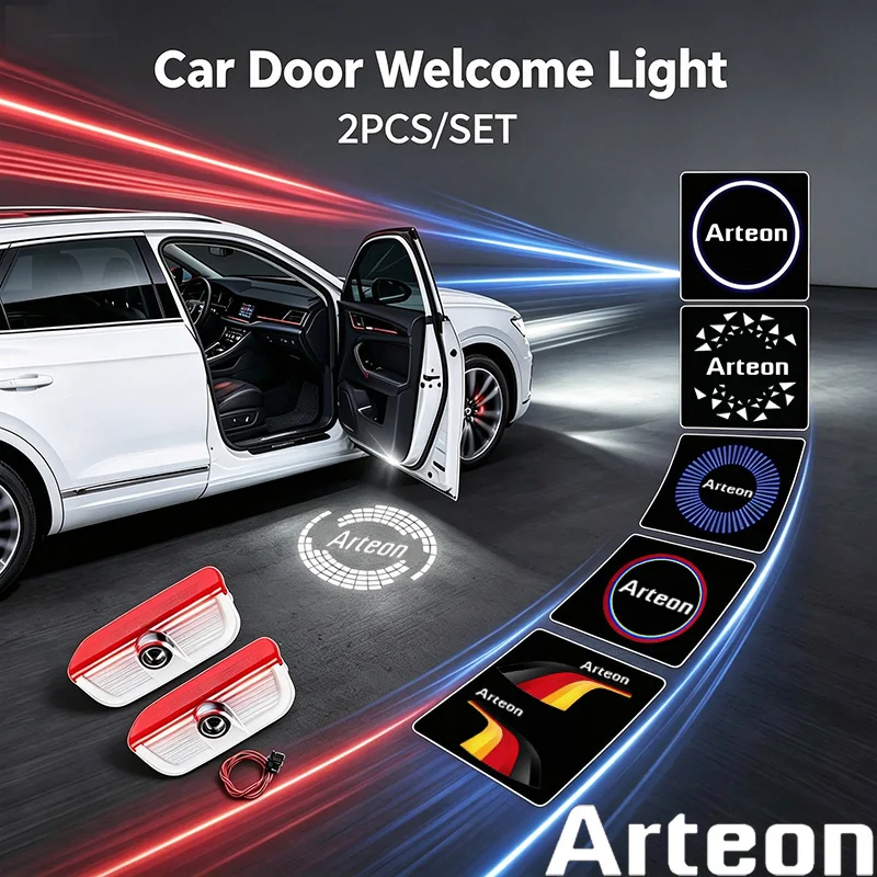 2Pcs For Volkswagen VW Arteon 2017-2022 LED Car Door Welcome Light HD Projector Lamp Atmosphere Shadow Light Accessories