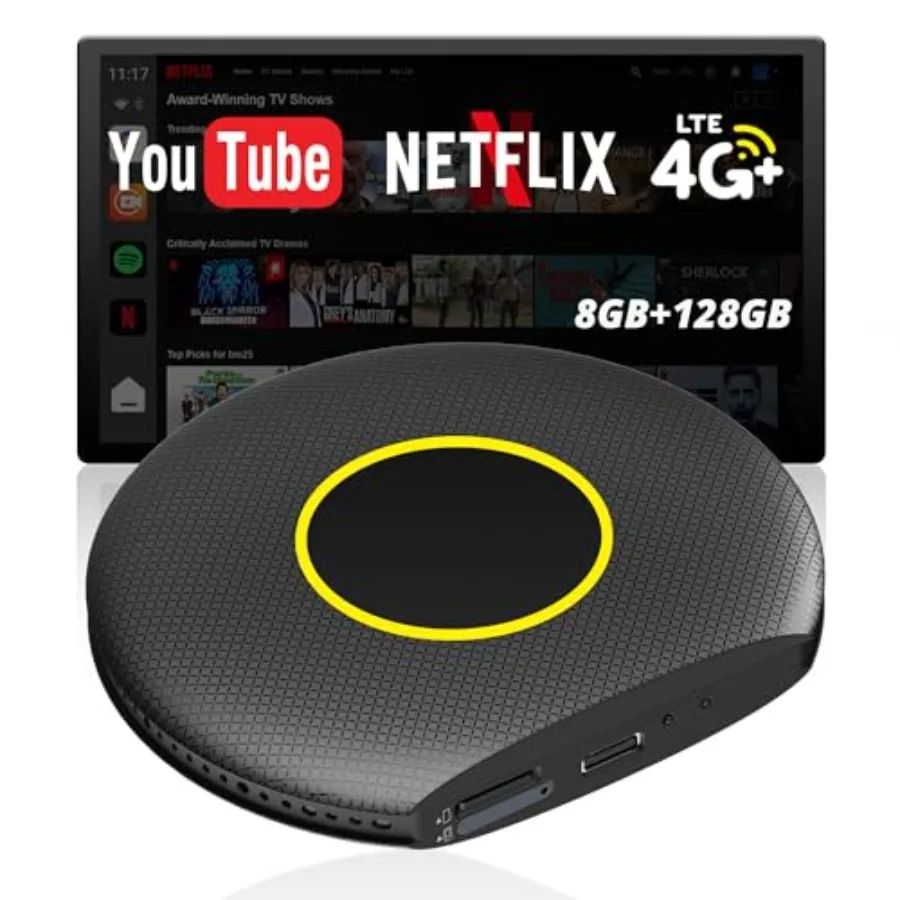 

Wireless CarPlay Adapter Magic AI Box for automotive use ABS plastic black supports 4G LTE GPS full Android OS YouTube/Netflix