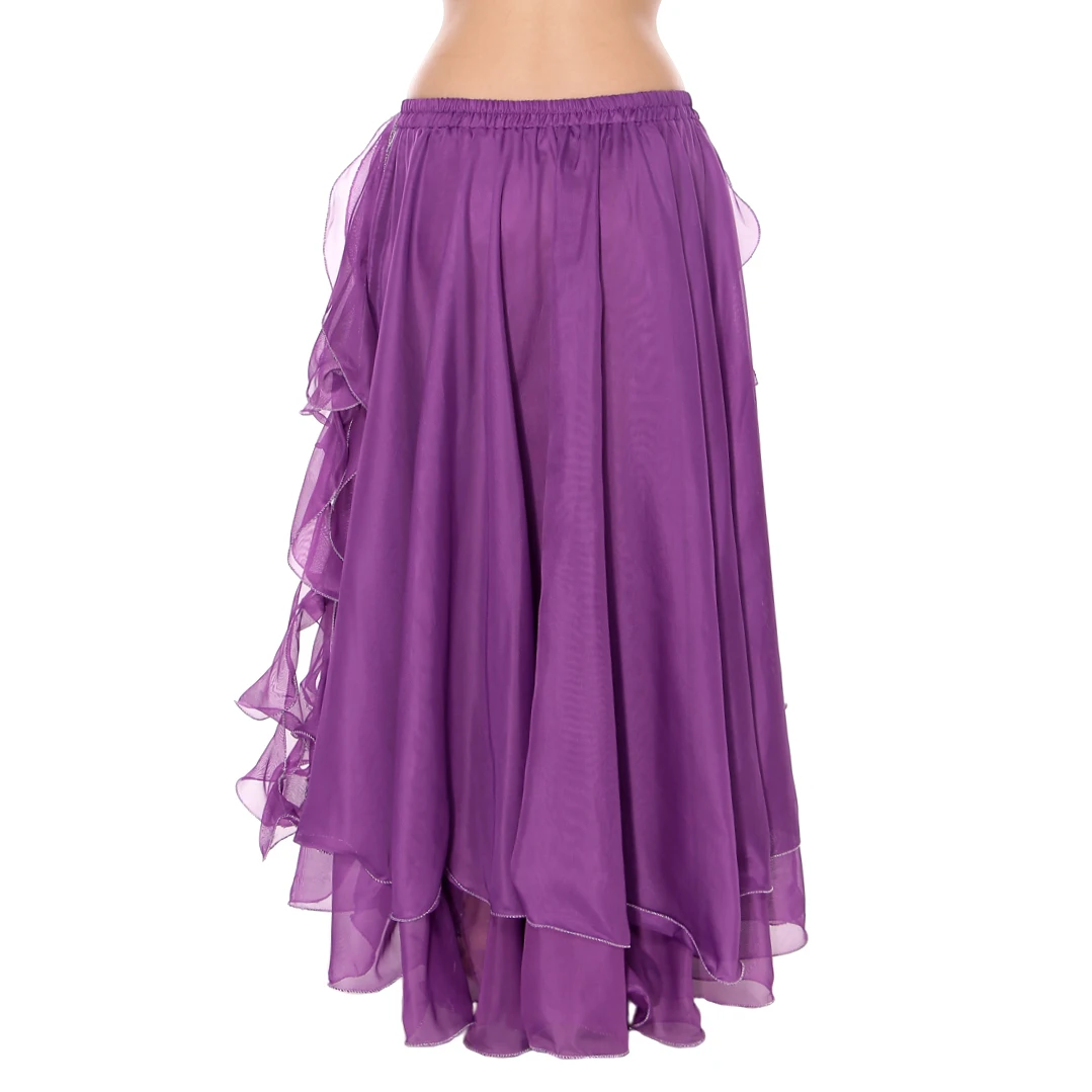 13 Kolorów Damskie Stroje do Tańca Brzucha Pełne Okrągłe Maxi Spódnice Rozcięcie Boczne Falbany Frędzle Spódnice do Tańca Brzucha (bez paska)