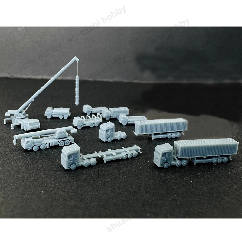 1/700 Scale Military Vehicle Toys PLA Heavy Crane Trunk Model Resin Container Trailer Mould for DIY Hobby Collection