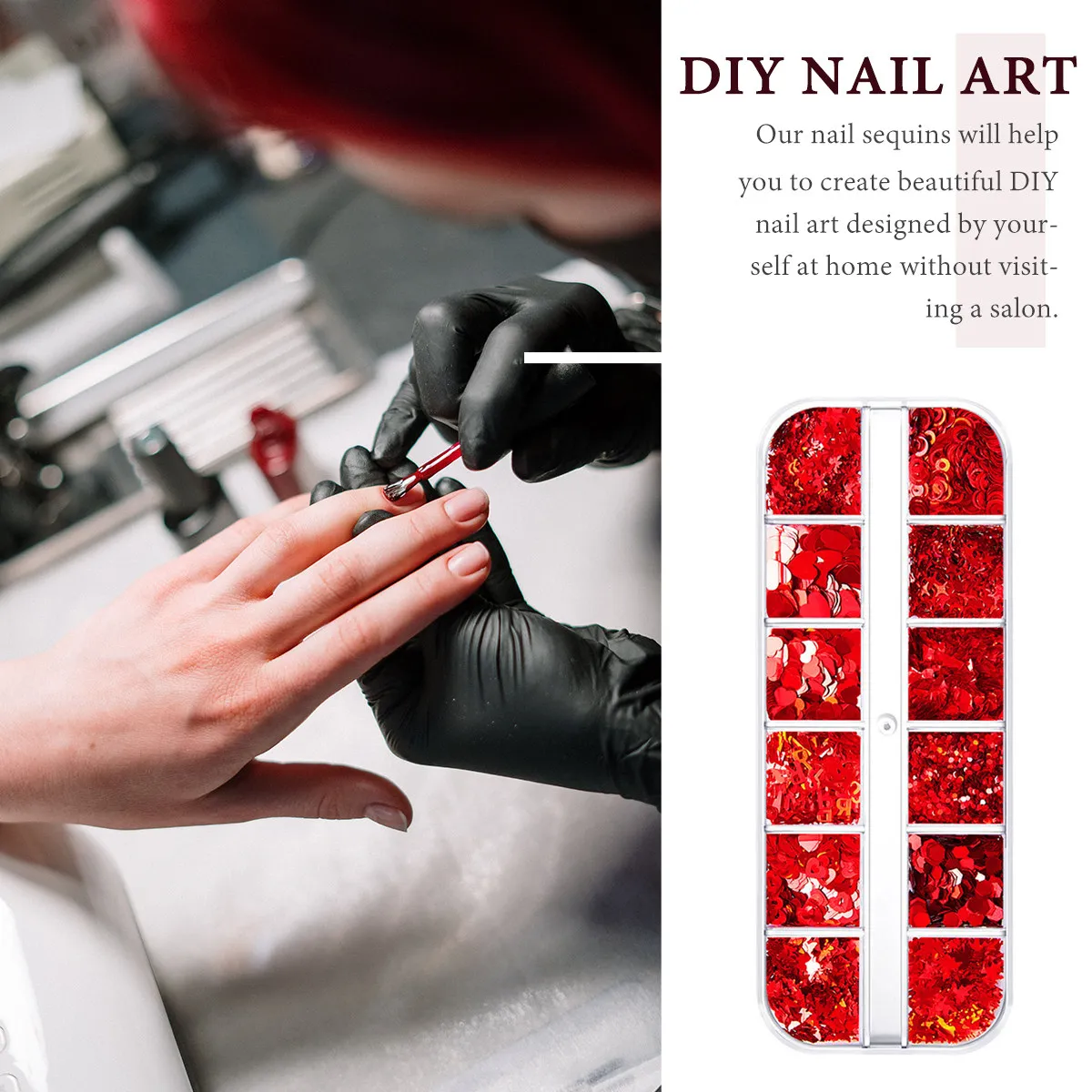 

2 коробки декоративных украшений для ногтей ко Дню святого Валентина: сердечки, блестки для ногтей, красные глиттеры, ПЭТ-украшения, набор для декора ко Дню святого Валентина