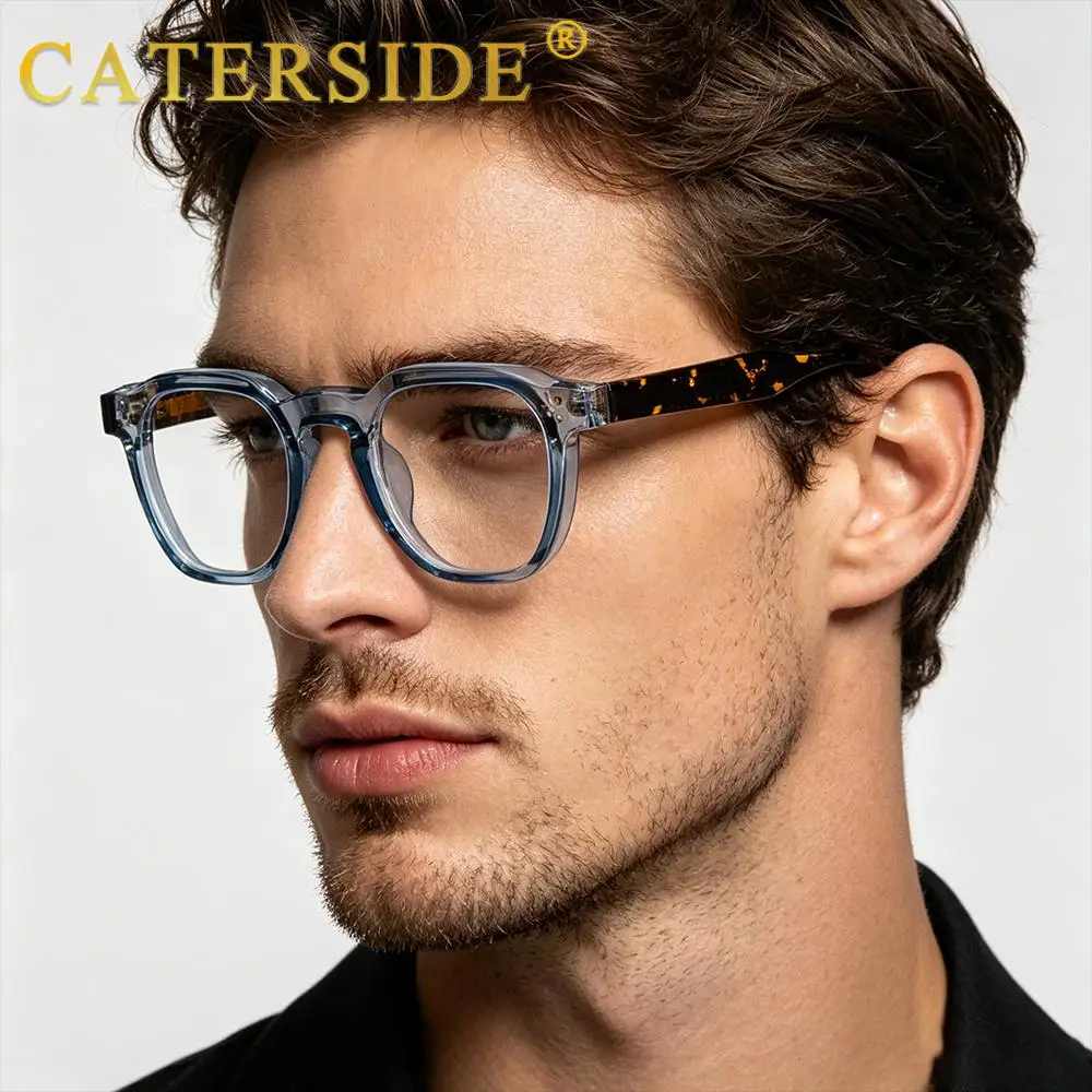 CATERSIDE Neue Herren-Modebrillenfassung, quadratisch, dicker Rahmen, Brillenfassung für Damen, für Outdoor-Reisen, einfache dekorative Brille – Detail 3
