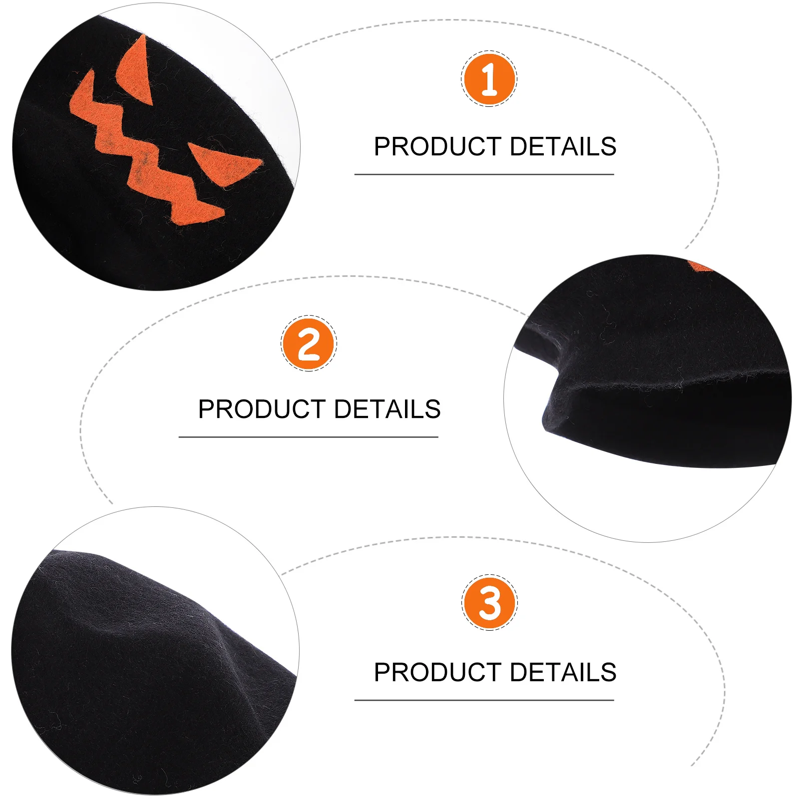 

1Pcs Pumpkin Beret Halloween Party Hat Sturdy Woolen Cloth Bright Color for Party Decor Cosplay Stage Performance Travel