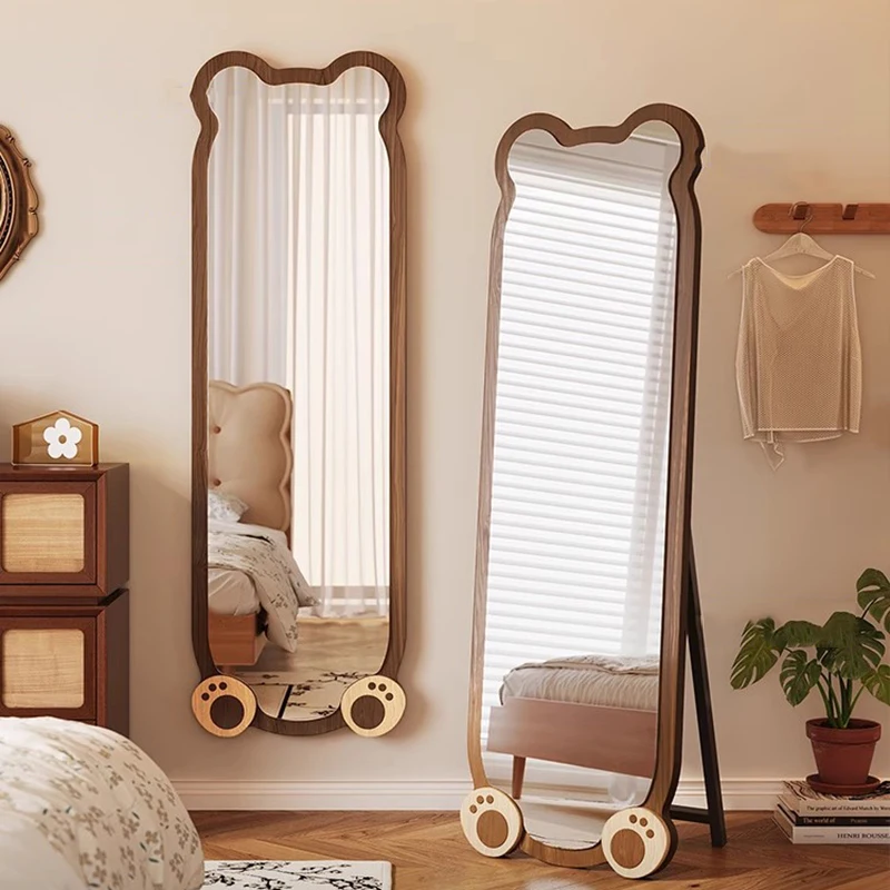 

Wooden Cute Mirror Decoration Standing Bedroom Aesthetic Long Girls Full Body Mirror Modern Cosmetics Spiegels Home Decorations