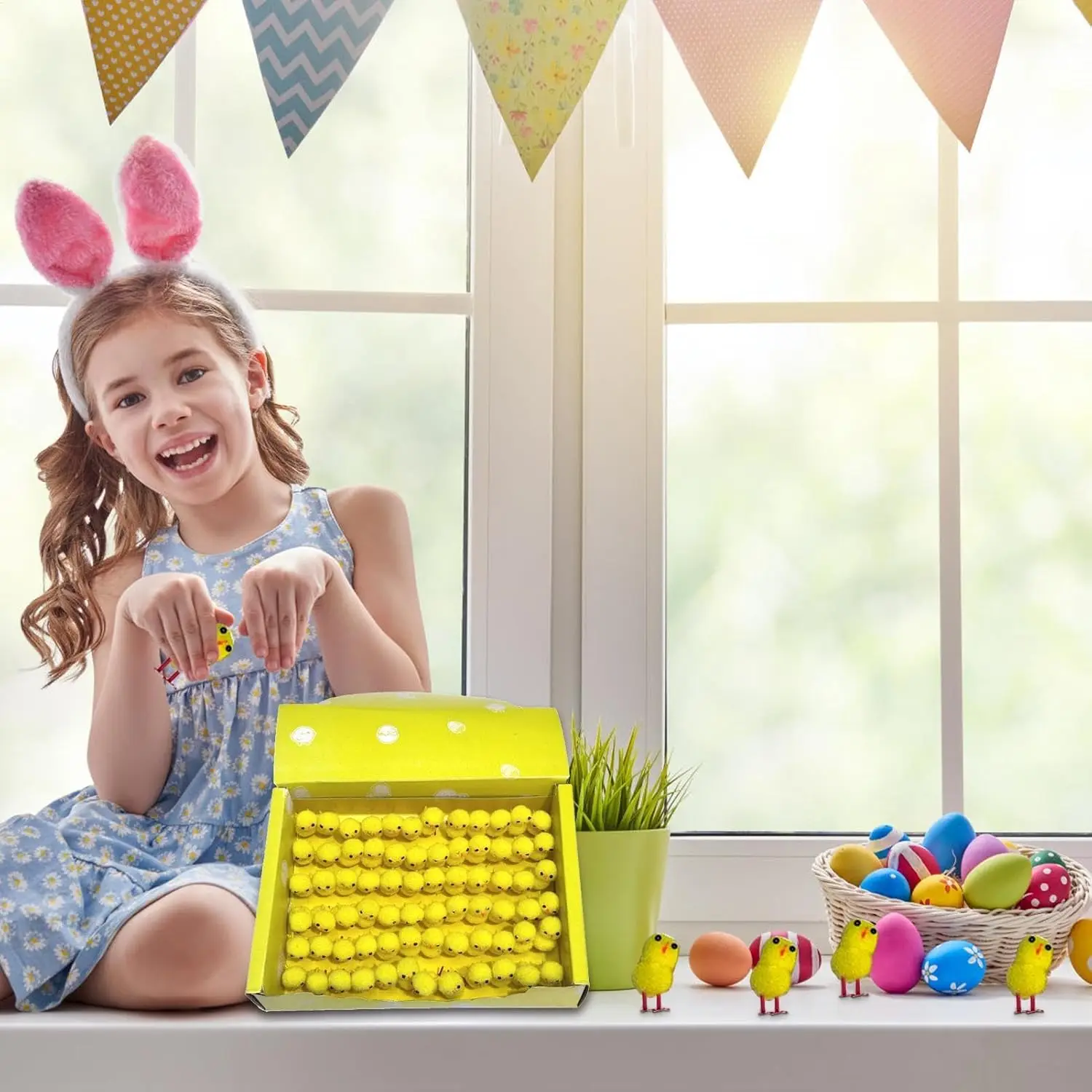 24-216PC Multipurpose Easter Yellow Mini Chick DIY Craft Party Gift Egg Holiday Decoration Seasonal Spring Home Ornament Display