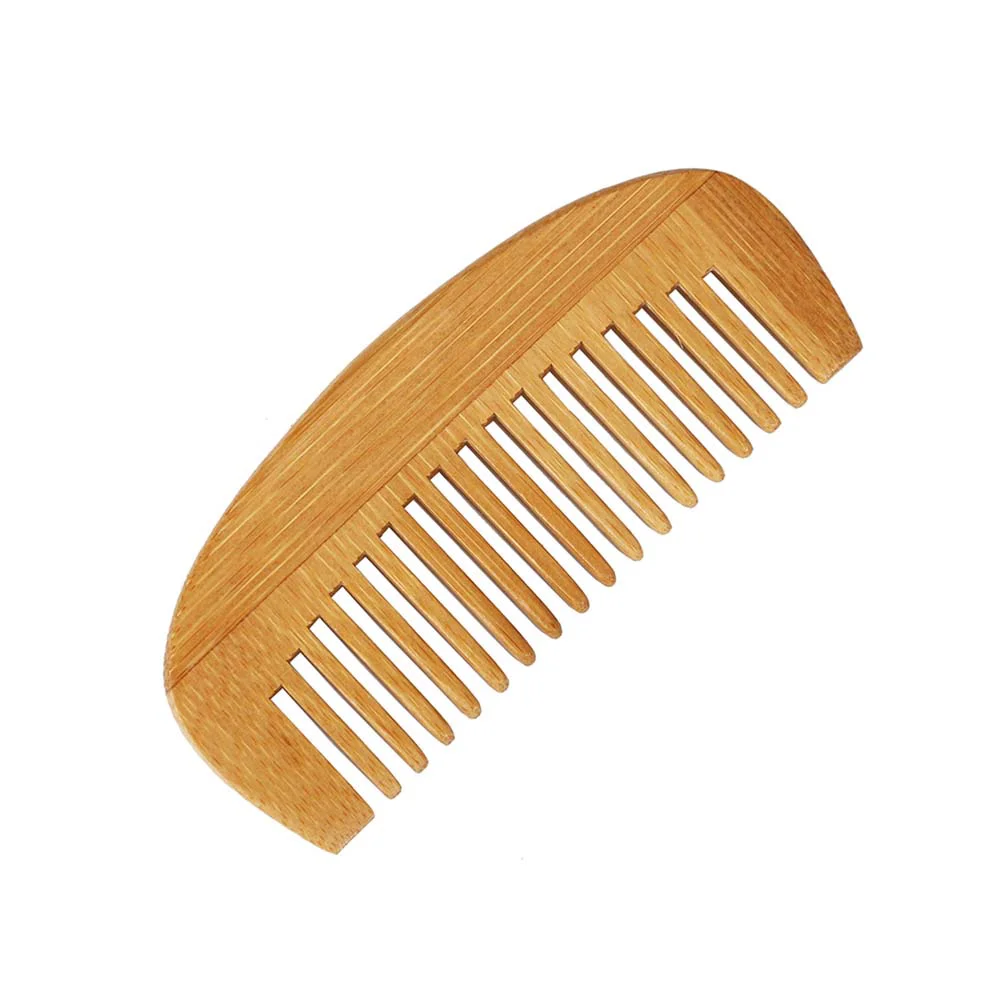 Bamboo Crescent Comb Anti-static Portable Hair Comb Massage Beard Comb Makeup Beauty Tool (12x52cm)