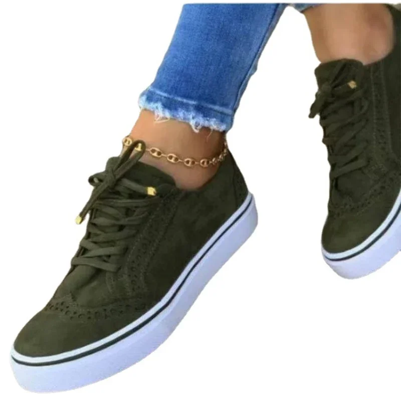 2024 New Women's Low-top Round Toe Casual Shoes Flat Shoes Lace-up Walking Shoes Women Versatile Comfortable Wear-resistant