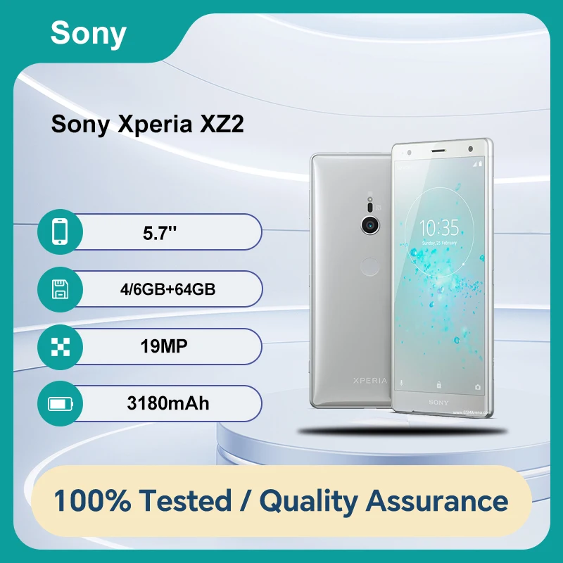 بصمة أصابع Sony Xperia XZ2 4G NFC أصلية غير مقفلة 64 جيجابايت 4 جيجابايت رام 5.7 بوصة 19 ميجابكسل أندرويد 8.0 3180 مللي أمبير في الساعة