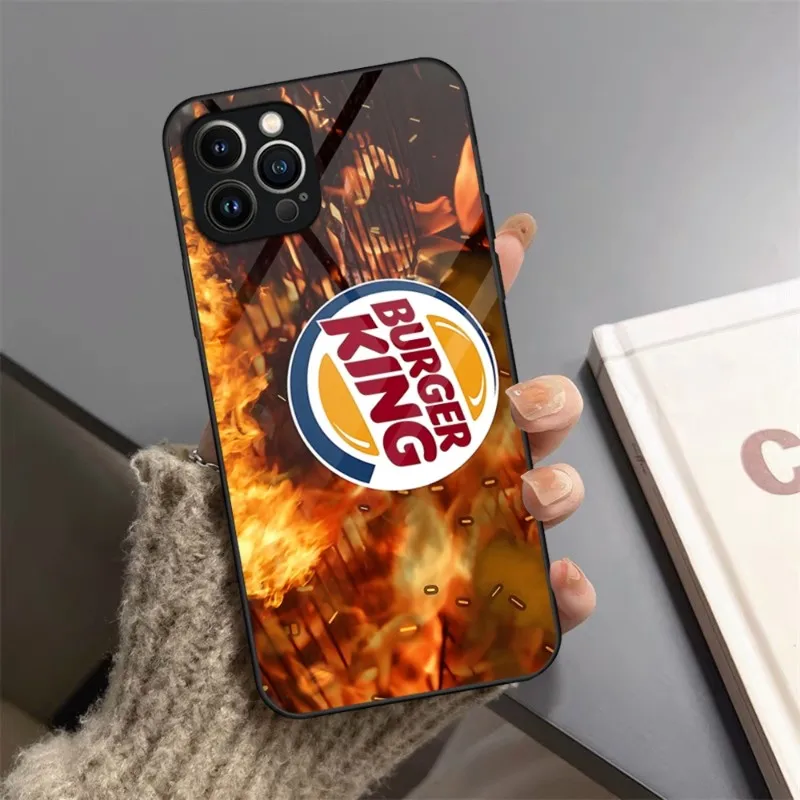 Burger King Logo Phone Case Tempered Glass For IPhone 13 14 12 11 Pro XS Max Plus Mini X XR 8 7 6s SE2020 Cover