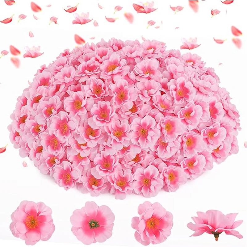 

Artificial Cherry Blossom Petals Bulk Fake Silk Plum Blossom Heads for Home Room Wedding Decortion Hats Dresses DIY Supplies