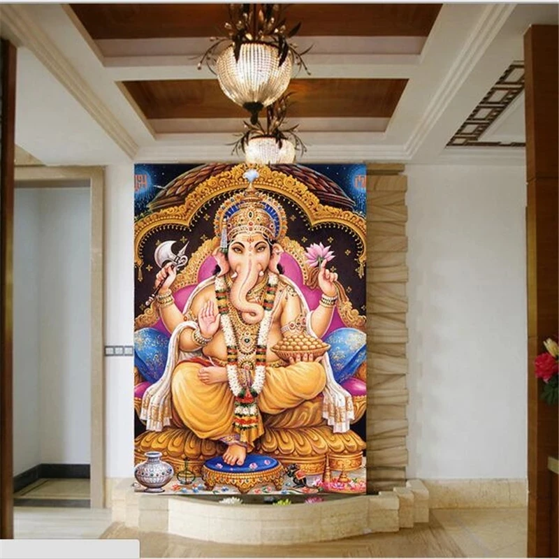 Custom wallpaper Southeast Asian Indian religion mural style yoga studio statue god Living room TV background bedroom restaurant