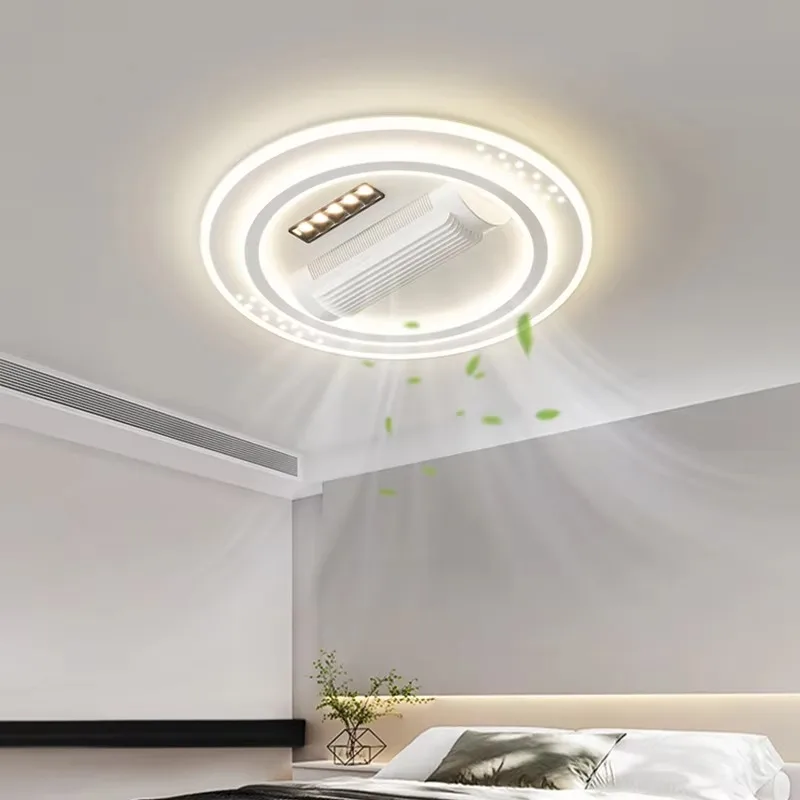 Ventilador de techo moderno, luz para dormitorio o sala de estar, ventilador con diodo emisor de luz sin aspas