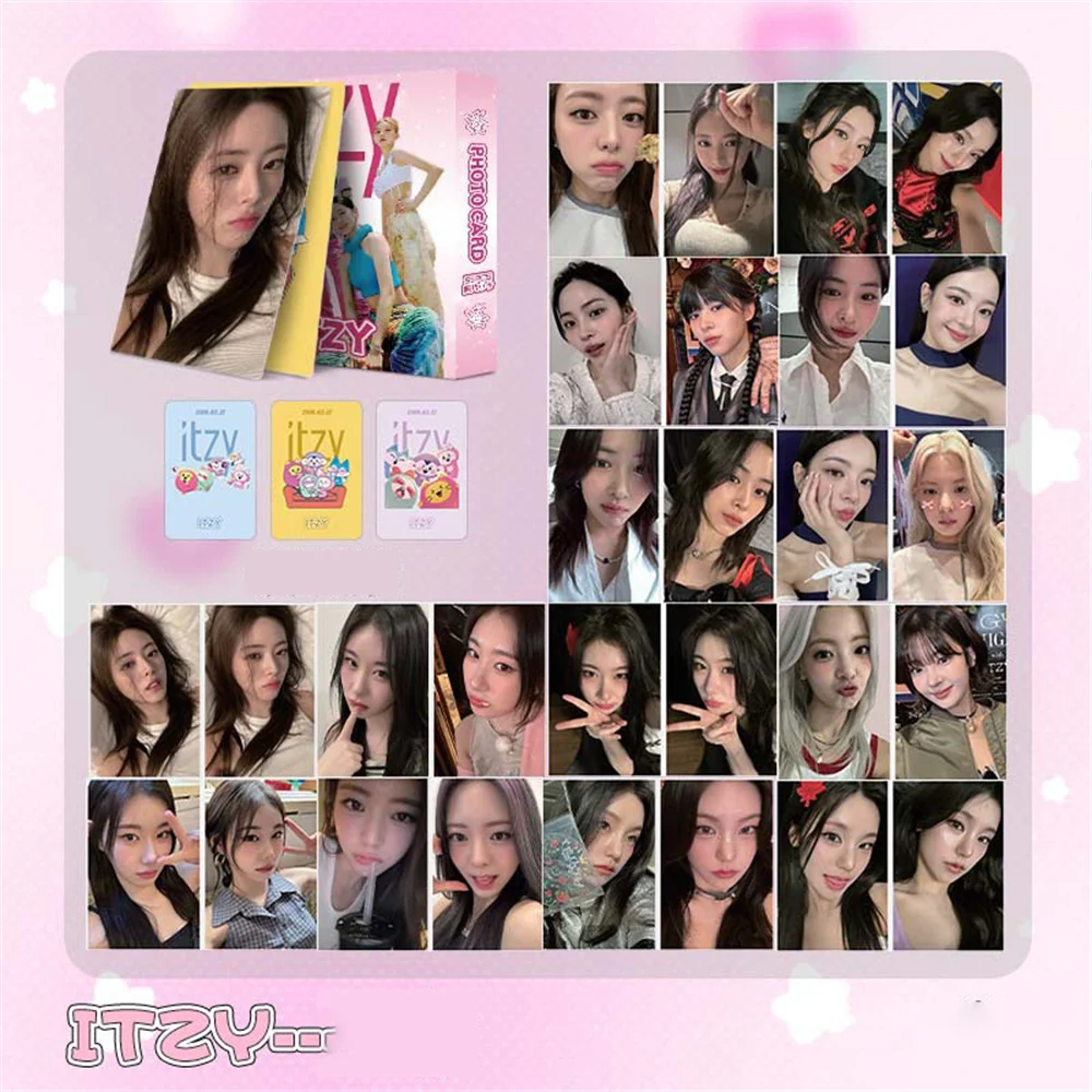 50Pcs/Set KPOP ITZY Selfie Photo Laser Cards Yuna Yeji Ryujin Chaeryeong Lia Korean Style Lomo Cards Postcards Fans Collection