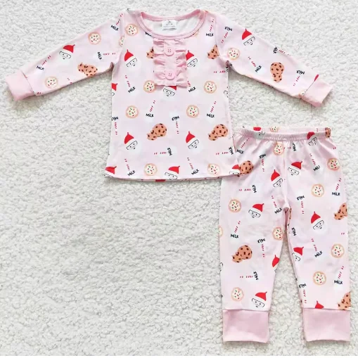 

Girls Pajamas Christmas Santa Claus Milk Cookies Cute Kids Sibling Clothing Boys Pajamas Match Infant Baby Rompers