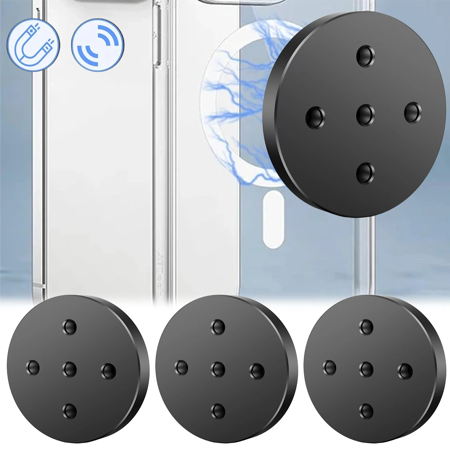 

Universal Magnetic Mobile Phone Holder 1/4 Screw Hole Mount For Cameras Photography Tripod Strong Magnet Metal Bracket Stand