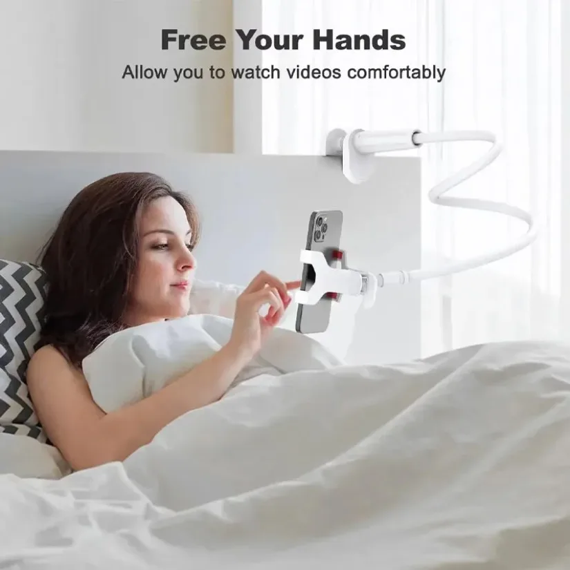 

Регулируемый 360° ° Вращающийся держатель для телефона с длинными рукавами, ленивый кронштейн, подголовник, зажим для кровати, крепление для iPhone 16, Samsung, 3,5 ~ 6,7 дюймов, устройства