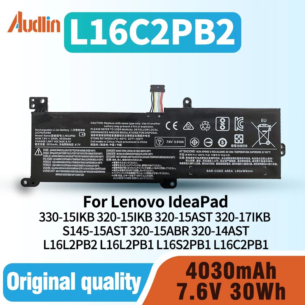 แบตเตอรี่แล็ปท็อป L16M2PB1 L16C2PB2สำหรับ Lenovo IdeaPad 330 330-15IKB แบตเตอรี่320-15IKB 320-15AST 320-15ABR S145-15AST 320-17IKB